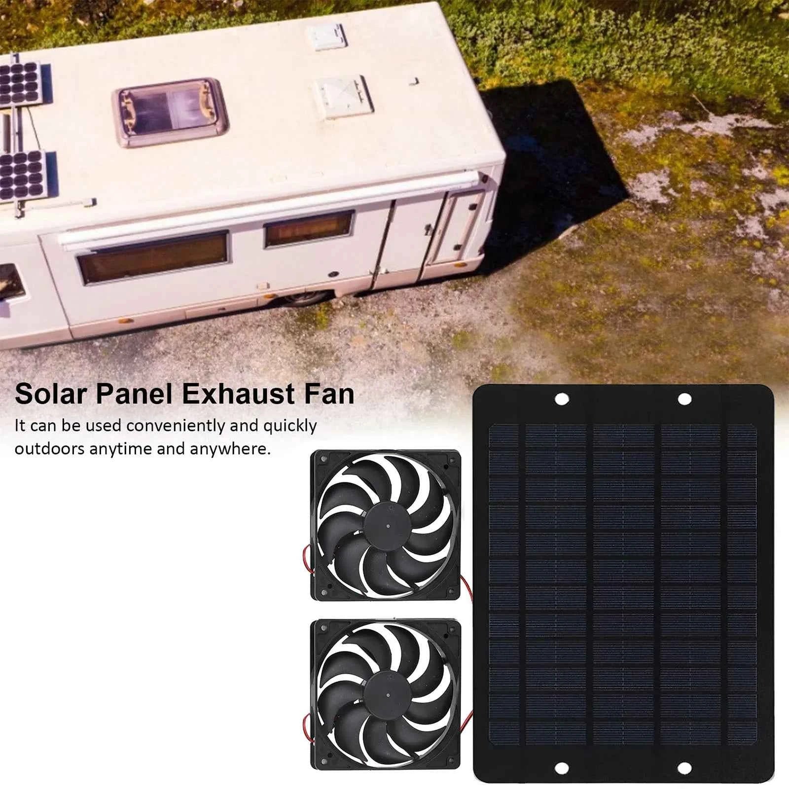 Solar Powered Fan Exhaust Fan  Waterproof Dual Exhaust Fan Air Extractor For Camping Greenhouse Kitchen Animal House