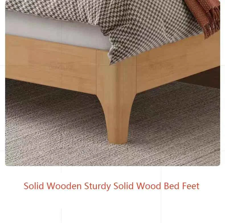 Home Furniture Bedroom Heavy Duty Wood Platform Dormitory Bed with Wood Headboard, Modern Double Bed Frame