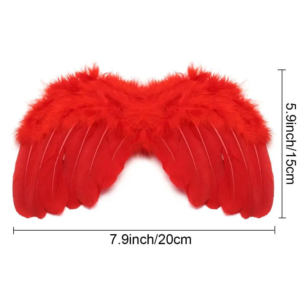 2pcs/set Cute Newborn Angel Feather Wings with Baby Girl Rose Flower Headband Hair Accessories for Infant Photography Props