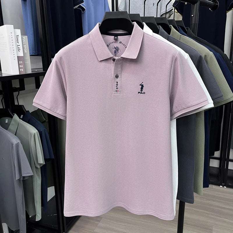Luxury brand short sleeve silky cotton polo shirt summer new business men's T-shirt Paul Pony embroidered breathable casual top
