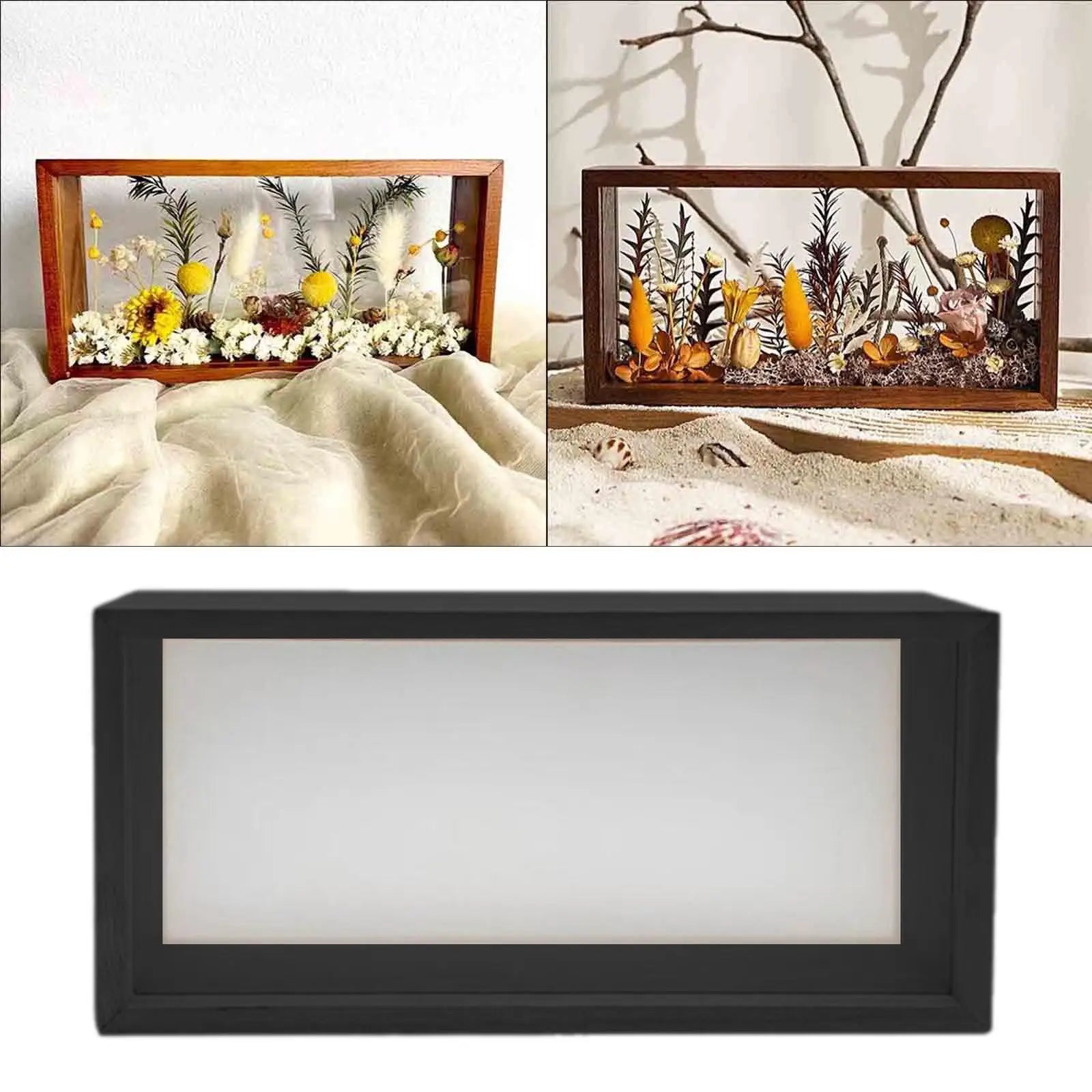 Decorative Floating Shadow Box Photo Frame Dried Flower Display Case Elegant Home Decor Wall Art
