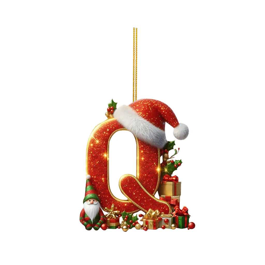 2D Home Decorations Ornaments 26 Letter Pendant For Christmas Tree Decor Christmas Ornaments Acrylic Flat Christmas Tree