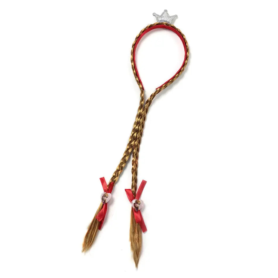 Girl Princess Costume Accessories Gloves Wand Crown Jewelry Set Princess Wig Braid Princess Dress Costume Cosplay Accessories