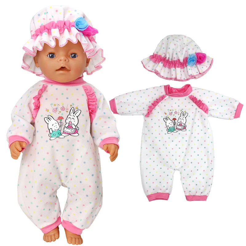 18 Inch Baby Doll Winter Clothes Set Crochet Sweater Scarf Hat Gloves New Year Apparel for 43 Cm Girl Dolls