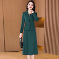Fashionable Red Two-Piece Set Korean Japanese Style Women's Dress Suit Autumn Spring Lightweight Polyester Commute Style