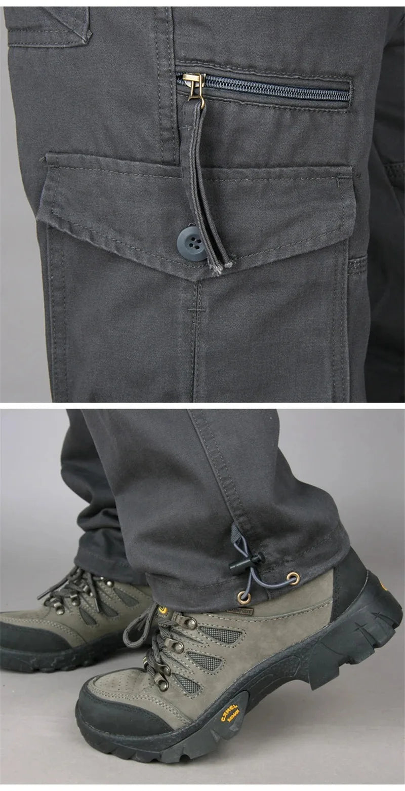 New Men's Pants Multi Pockets Baggy Men Outwear Straight Slacks  Workout Pants Outwear Casual Cotton Long Trousers