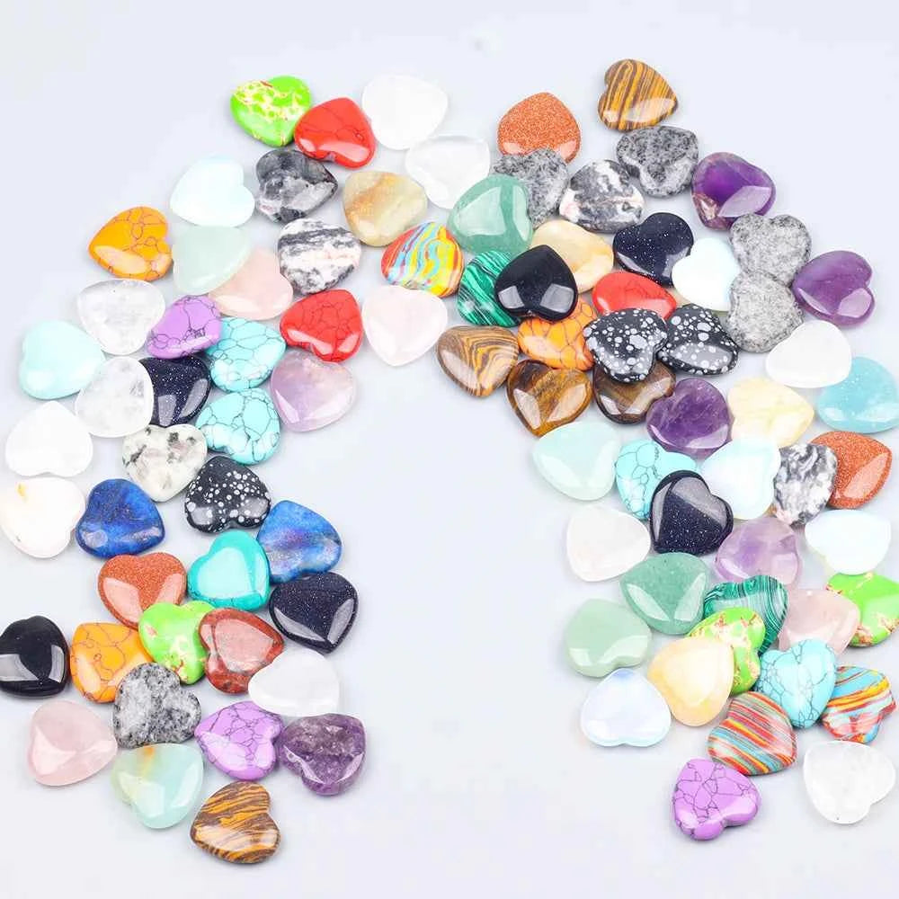 10/20/30PCS 20MM Heart Shape Stone Crystal Amethyst Love Healing Stones Irregular Mineral Gravel Specimen for Home Garden Decor