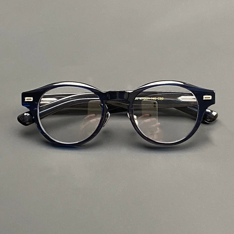 Vintage round glasses frame for men spring legs thickened with acetate optical glasses frame to make prescription glasses for my