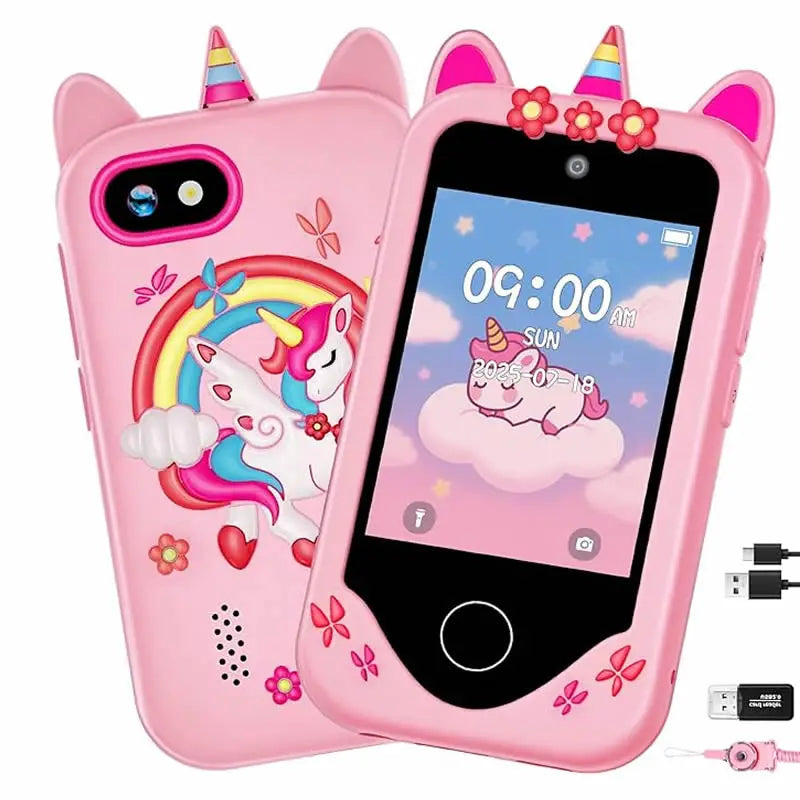 Digital Camera Kids Smart Phone MP3 Player Camera Toys Toys for Girls Touchscreen Unicorn Baby Mobile Educational Boys Age 3-8