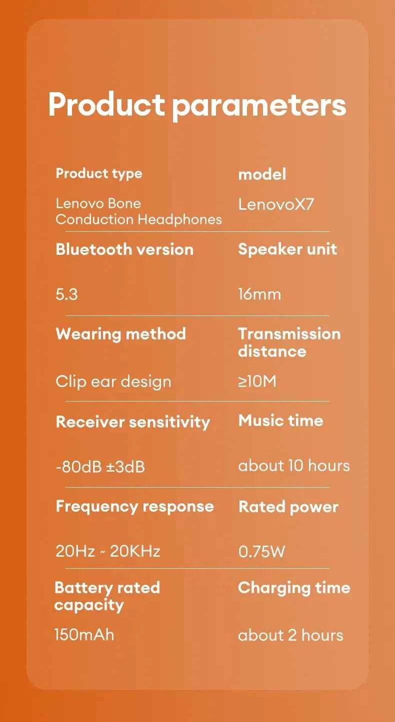 Original Lenovo X7 Air Conduction Headphone Wireless Bluetooth 5.3 Earphones Bone Conduction Sports Headset Outdoor EarHook Mic
