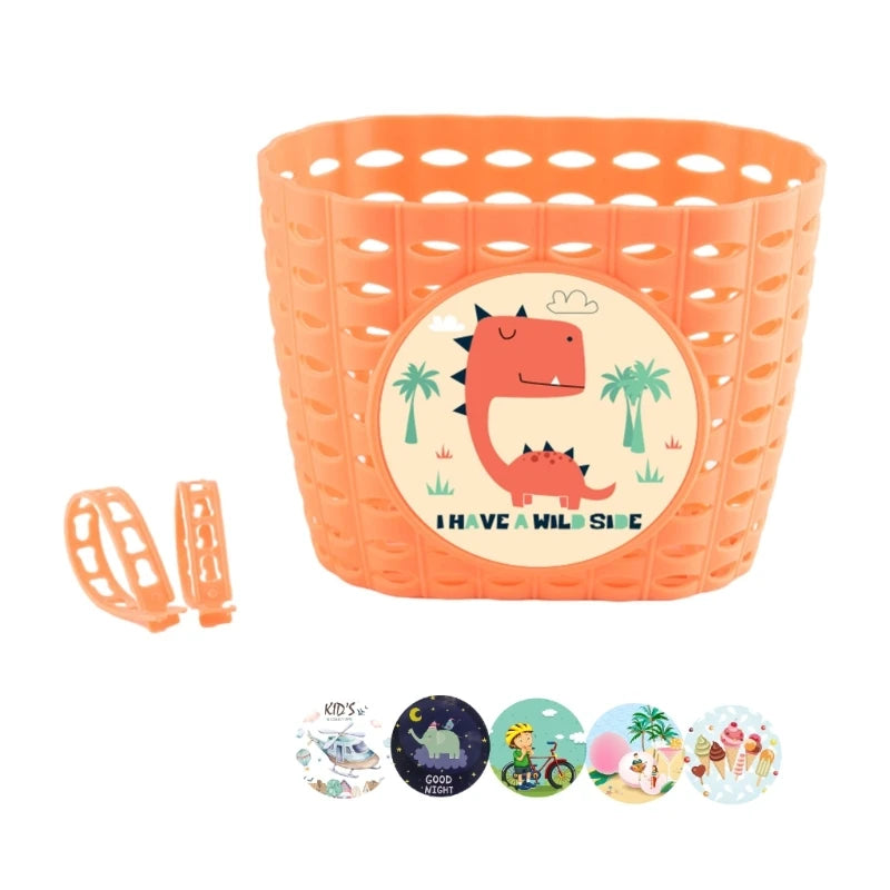 Kids Bike Basket for Boy Girl Front Bicylcles Handlebars Waterproof Basket with Fastens Strap Teen Small Bike Basket
