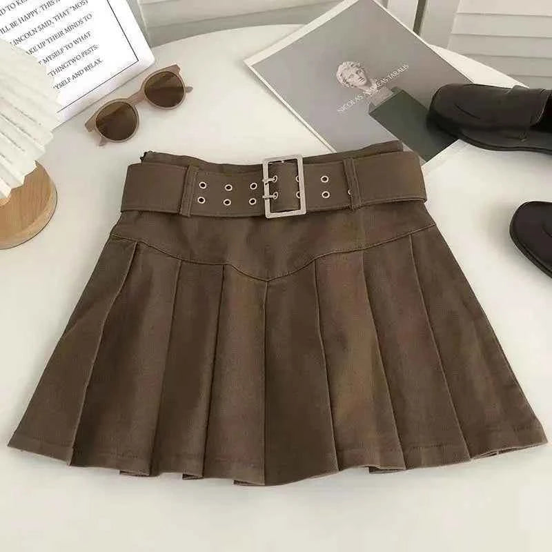 Pleated Skirts Women Korean Style Fashion High Waist Hotsweet Solid All-match Summer Students Chic Streetwear Vintage Popular