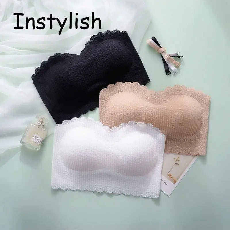 Sexy Invisible Bra Tube Tops Strapless Bras Seamless Bralette Wireless Wedding Brassiere Push Up Underwear Women Lingerie