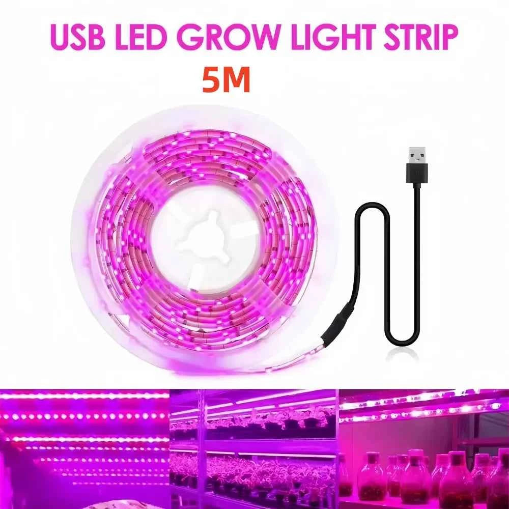 DC 5V USB Led Plant Grow Lights,1m 2m 3m Full Spectrum Phyto Lamp Strip for Plants Hydroponics Greenhouse Growing System .