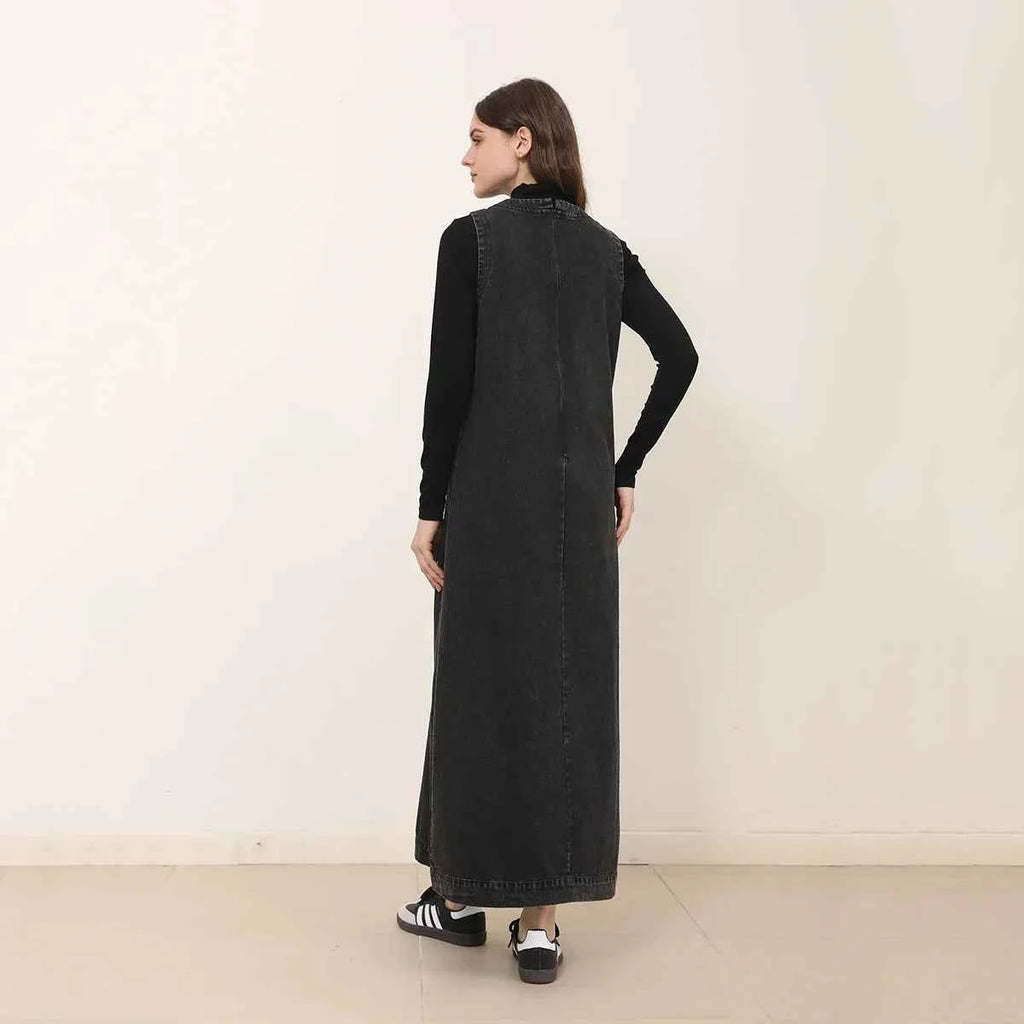 AP New 2025 Autumn Women Denim Sleeveless Dress Black Knitting Cardigan Fashion Style