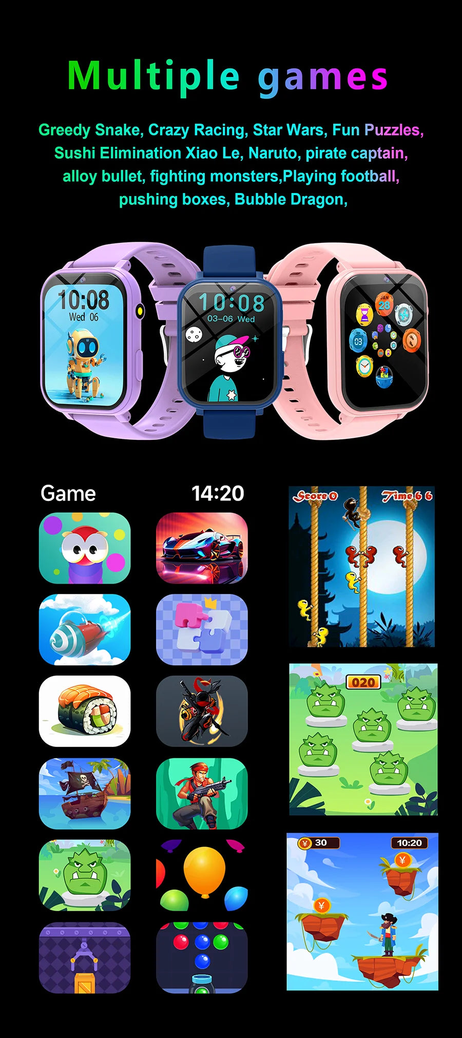 Kids Smart Watch with Camera for Boys Girls Age 4-12 Educational Game Watch Pedometer Alarm Flashlight Birthday Gifts Funny Toy