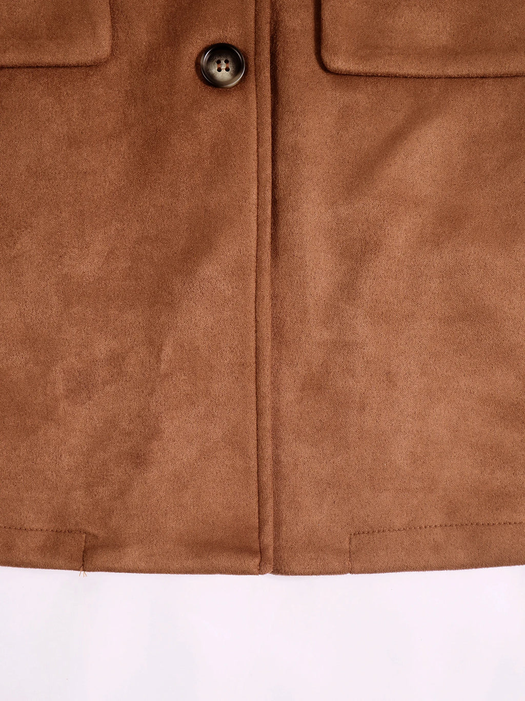 Women's Suede Loose Coat, Elegant Fall & Winter Buttoned Blazer Jacket, Plain Pattern, Moderate Fabric Thickness, Loose Fit