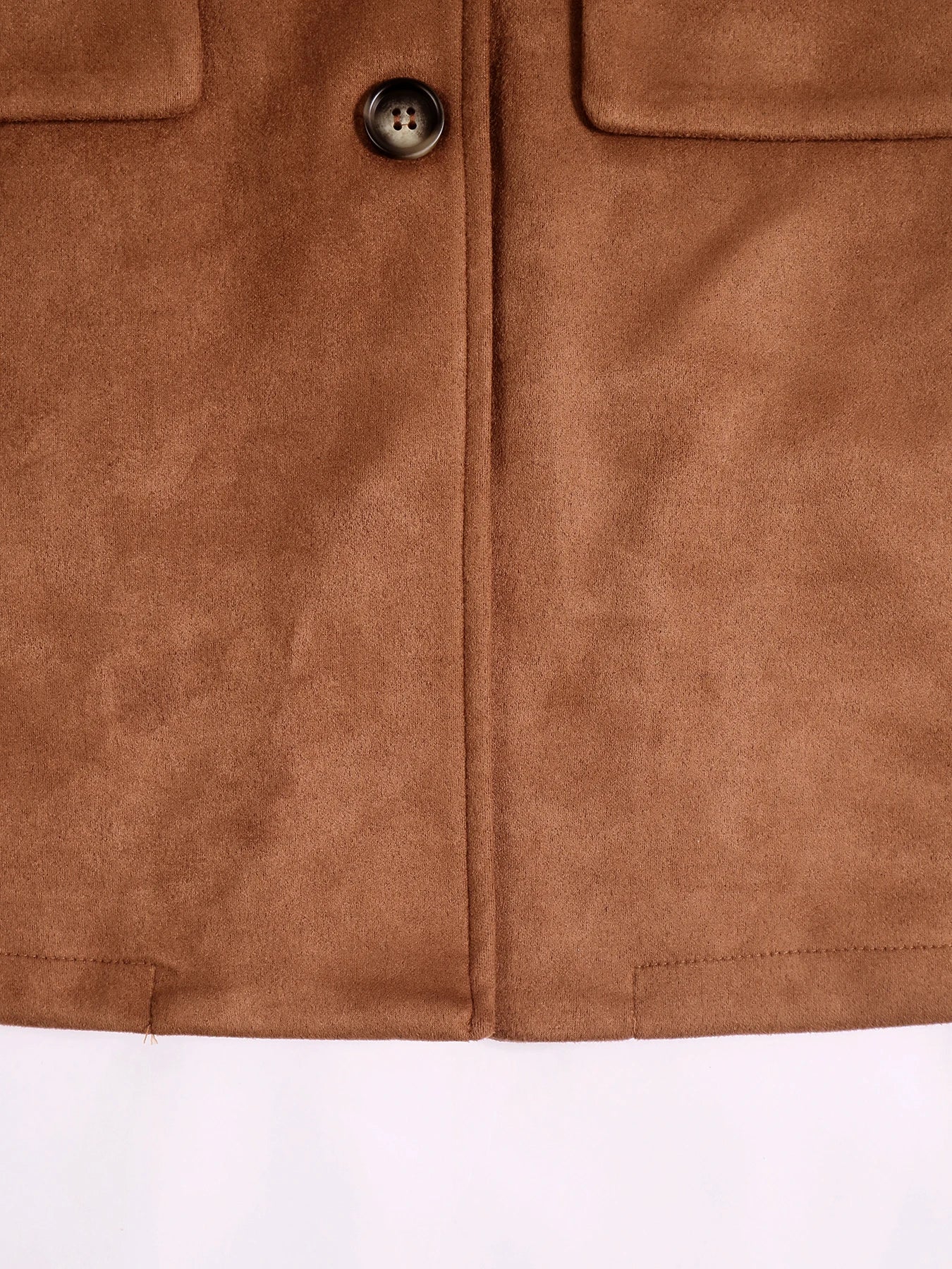 Women's Suede Loose Coat, Elegant Fall & Winter Buttoned Blazer Jacket, Plain Pattern, Moderate Fabric Thickness, Loose Fit