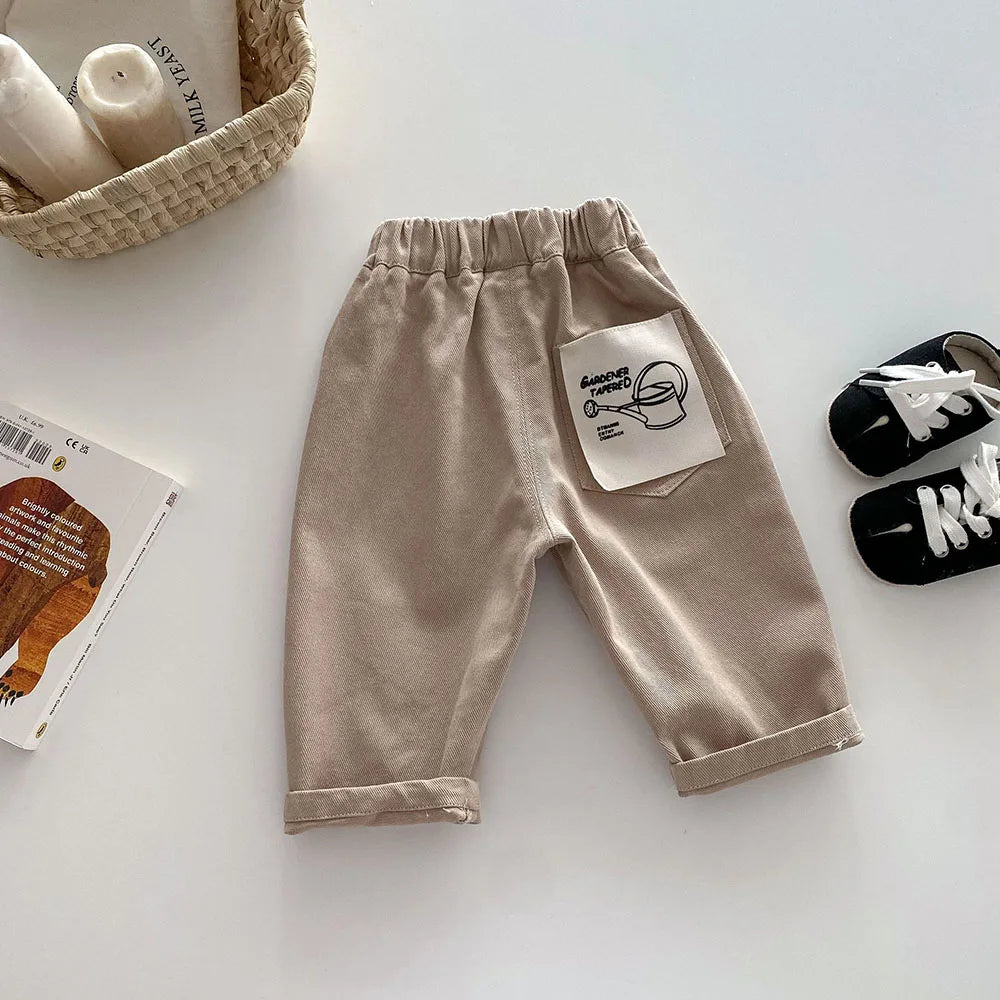 New Autumn Kids Tapped Casual Striped Pants 0-5T Girls Boys Fashion Stripe Trousers Children Solid Denim Jeans Britches