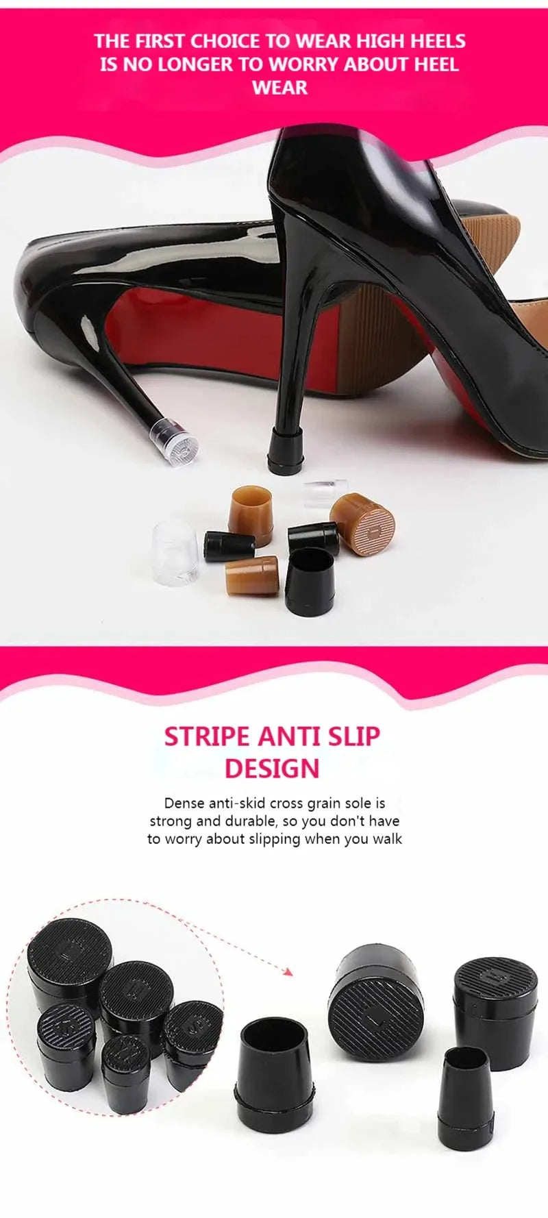 Thin Heel Protector Silicone Non-slip Wearable Heel Cover Round Woman High Heels Protective Cover TPU/PVC Material Soft Damping