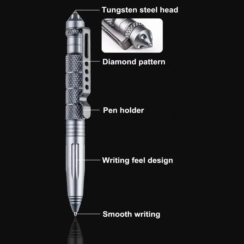 Tactical Pen Self Defense Multifunction Emergency Survival Tool Glass Breaker Tungsten Steel Writing Pen Outdoor Rescue Escape