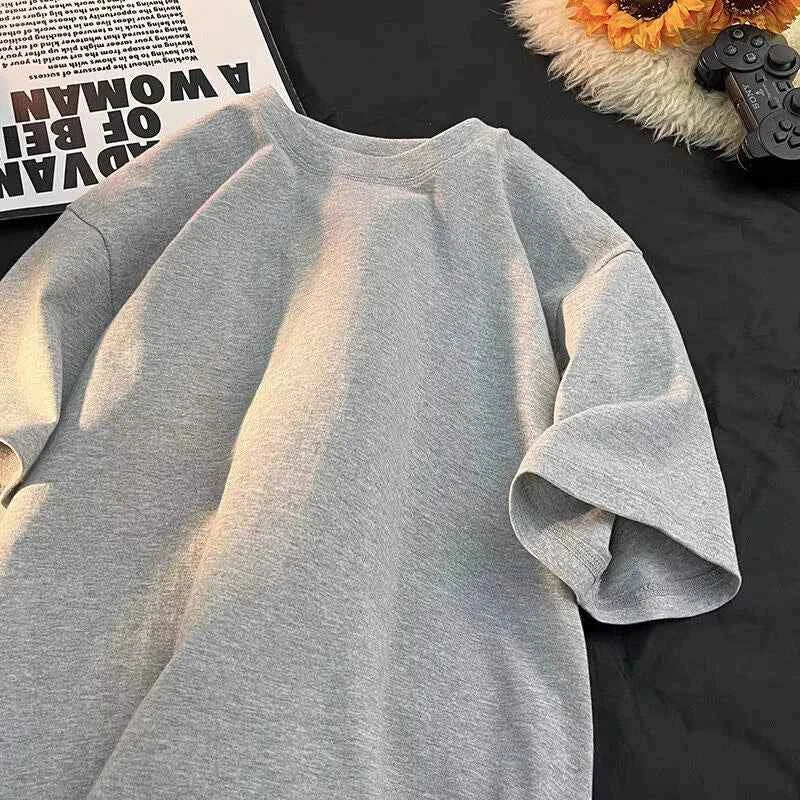 Summer 100% Pure Cotton Men's and Women's Casual Sports Loose Soft Short-sleeved O-neck Comfortable and Breathable T-shirt