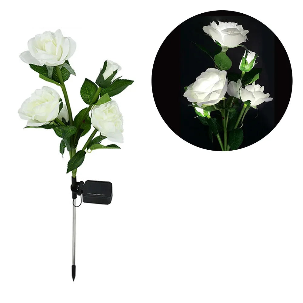 Solar Garden Lights Outdoor Decor Solar Lights with Rose Flowers Light, Solar Powered Lawn Lights for Garden Landscaping lights