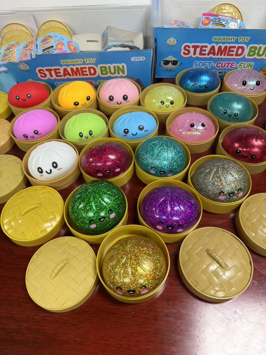 Glitter Dumpling Mystery Box: 10 Colors Random Stress Balls, Aesthetic Desktop Sensory Toy, Creative Office Fidget Gift