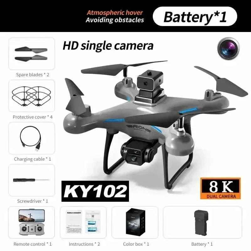 KY102 8K Drone with Dual Camera - Professional 360° Quadcopter, Obstacle Avoidance & Optical Flow Technology - Value Vault Club