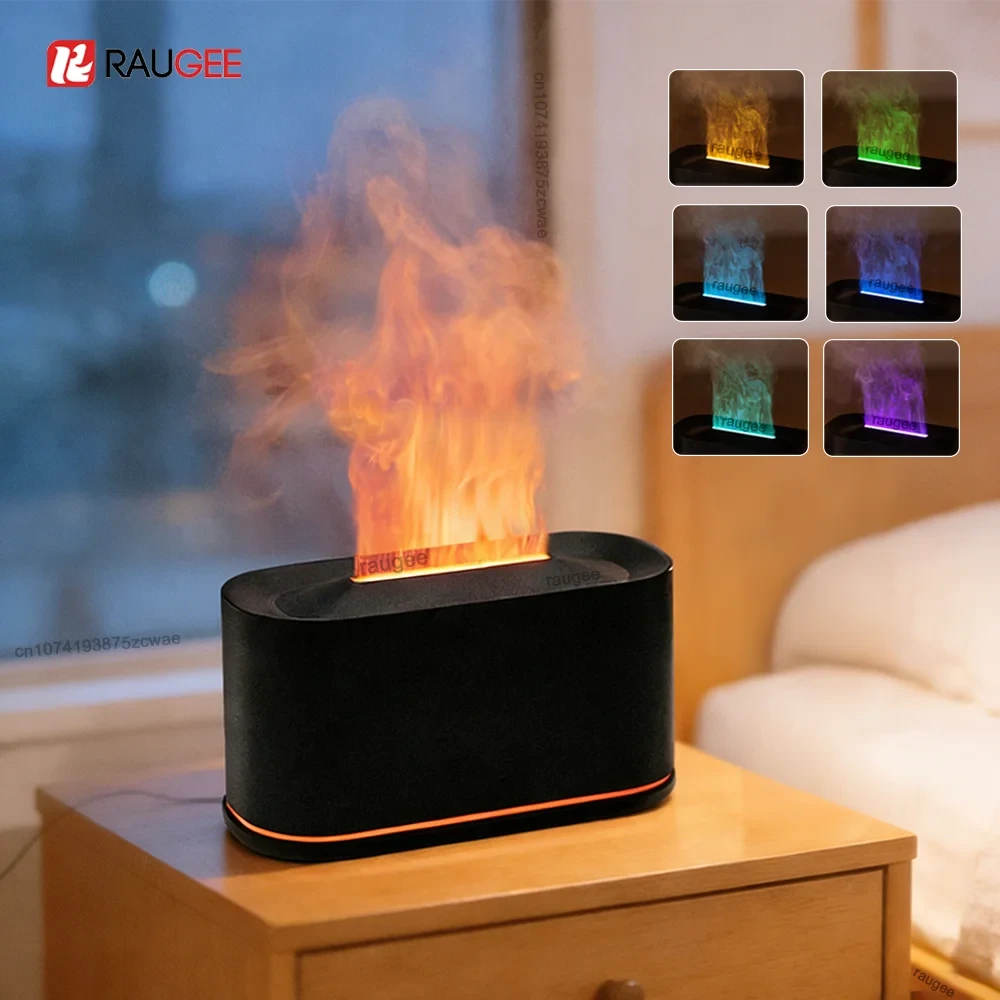 Aroma Humidifier Mini Air Humidifier Flame Essential Oils Diffuser for Home Room Ultrasonic Fragrance Diffuser with Night Light