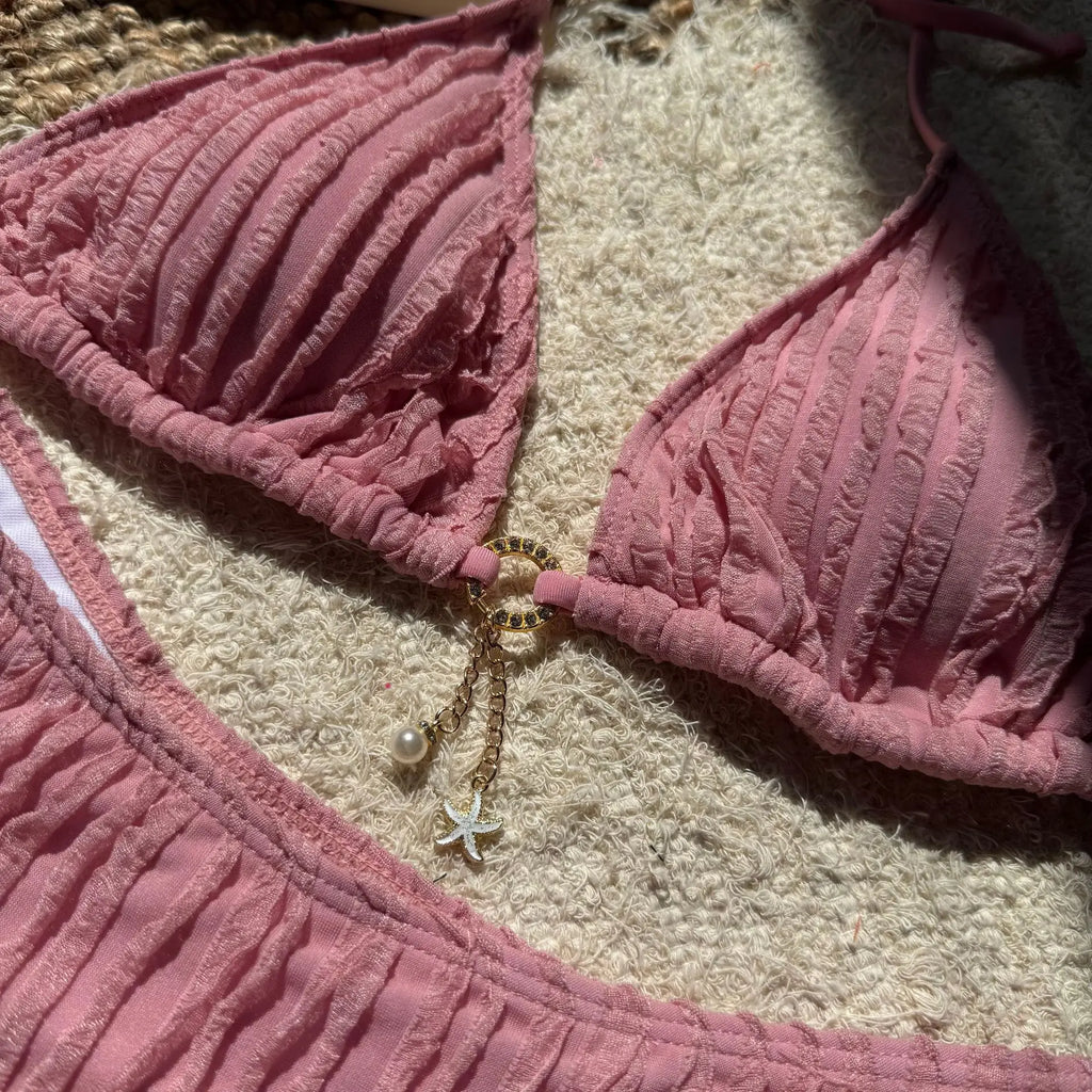 Sexy Wrinkled Halter Brazilian Bikini Women Swimwear Female Swimsuit Two-pieces Bikini Set High Cut Bathing Suit Swim Beach Wear
