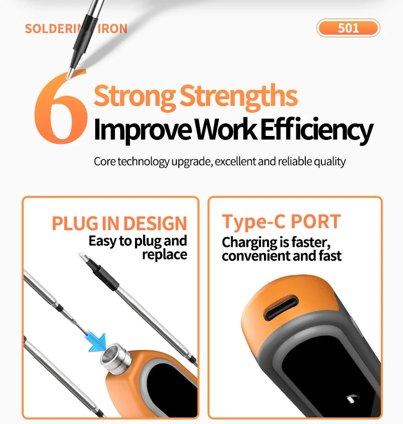 JCD USB Soldering Iron Portable 5V 15W built-in battery with Three-Level Temperature Control Wireless Mini Soldering Tools