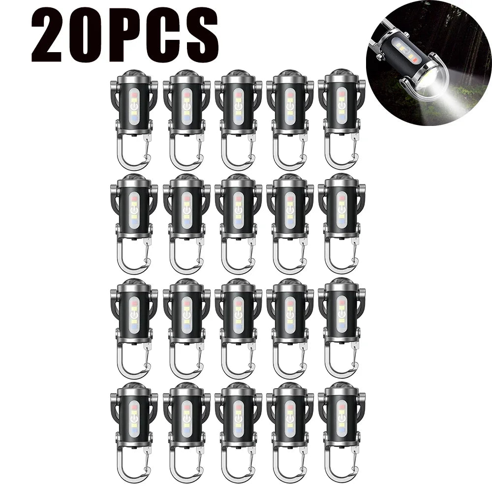 Powerful COB LED Flashlight Keychain USB Rechargeable Hanging Portable Flashlight Waterproof Keyring Camping Walking Pocket Lamp