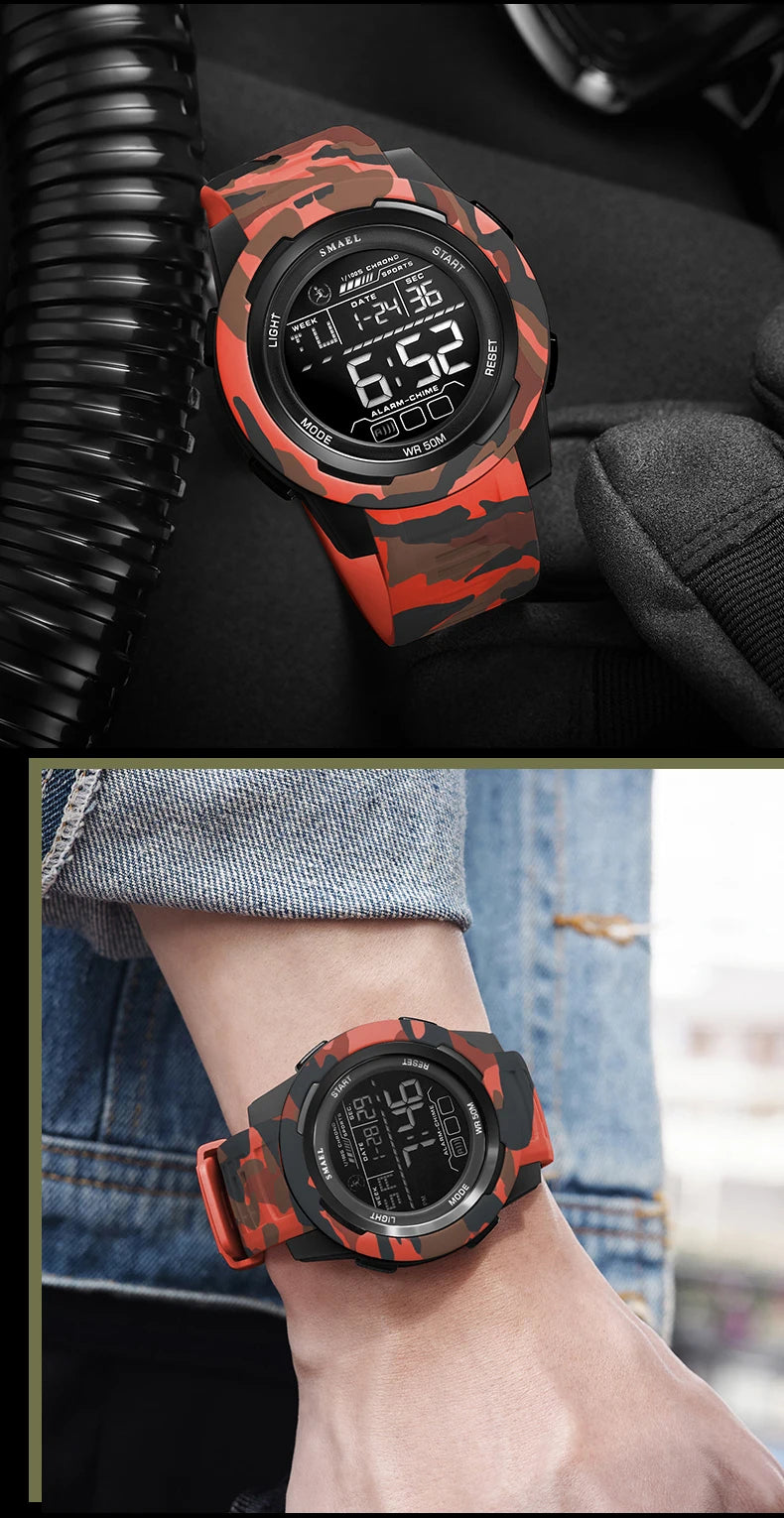 New SMAEL 8105 Watches Camo Strap Military Sport Watch for Men Clock Fashion Digital Wristwatch Waterproof Shockproof Watches