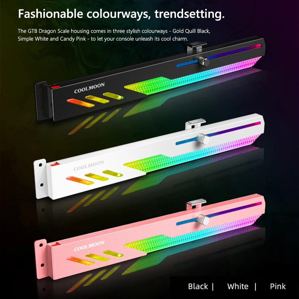 GT8 Horizontal GPU Support 5V ARGB Bracket Computer Video Card Stand GPU Holder with Aluminum Alloy Shell Slide Adjustment