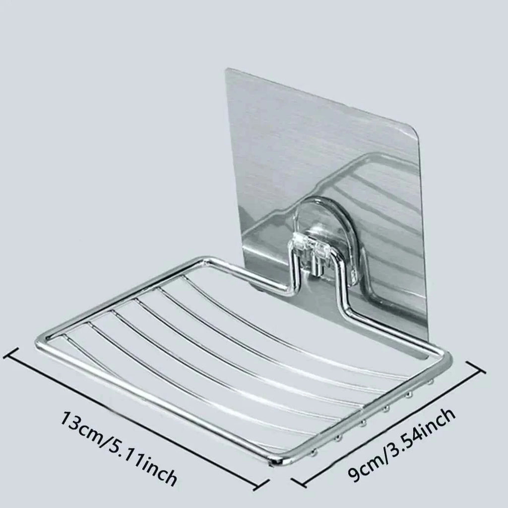 1pc Stainless Steel Soap Rack Soap Box Light Luxury Shelf Punch-free Nail-free Bathroom Single Layer Drain Wall Hanging