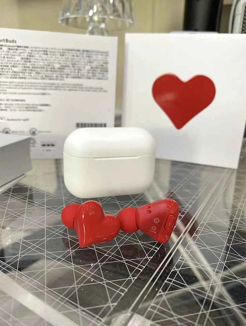 Heart Buds TWS Earbuds for Girls Pink Bluetooth 5.1 20H Playtime with Charging Case Lightweight Gift for Women Gaming Students