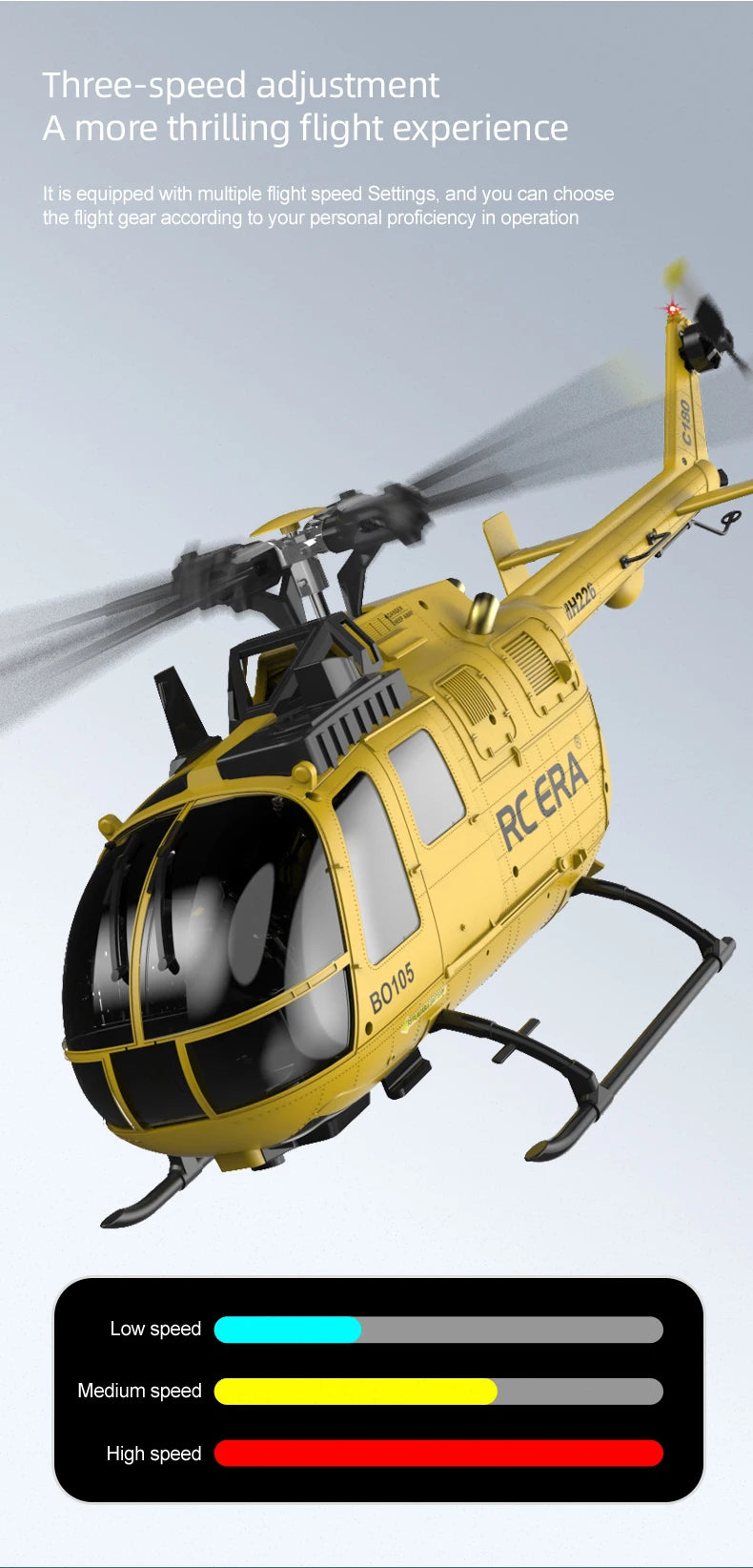 RC ERA C180 BO-105 2.4G 6CH Optical Flow Positioning TOF Altitude Hold Dual Brushless Motor 1:25 Scale Flybarless RC Helicopter