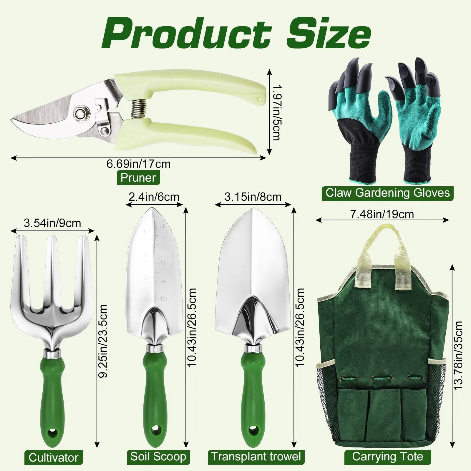 Gardening Tools Set Including Garden Shear Claw Gardening Gloves Cultivator Transplant Trowel Soil Scoop Planting Tools