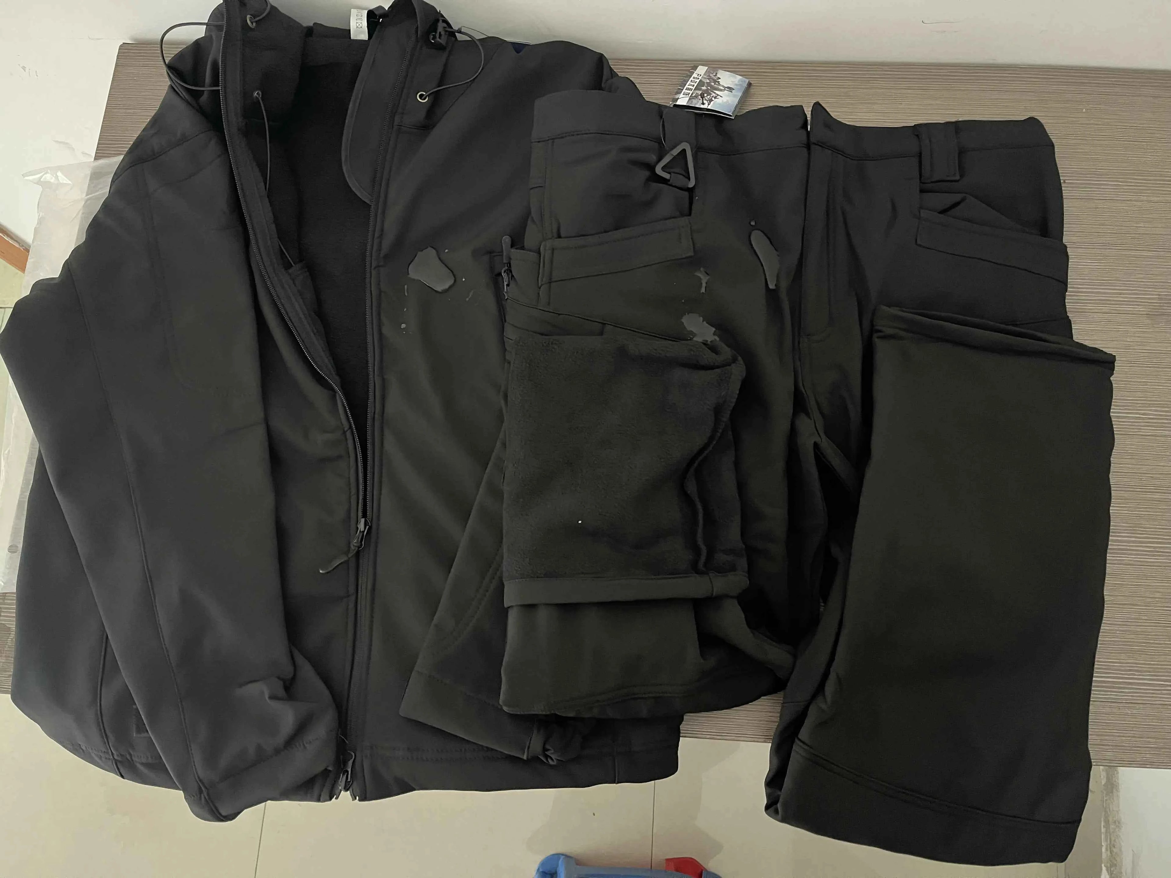 Winter Autumn Tactical Jackets Elastic Men Fleece Waterproof Suits Fishing Warm Hiking Camping Tracksuits Set Hood Coat S-5XL