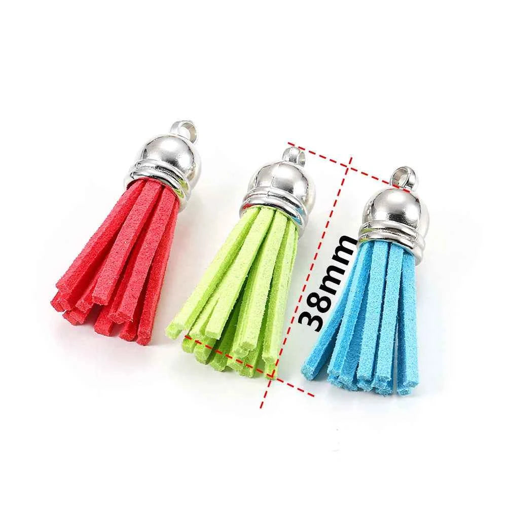 20-60pcs/lot 38mm Tassel Vintage Leather Tassels Fringe for Purl Macrame Pendant For DIY Jewelry Making Supplies Accessories