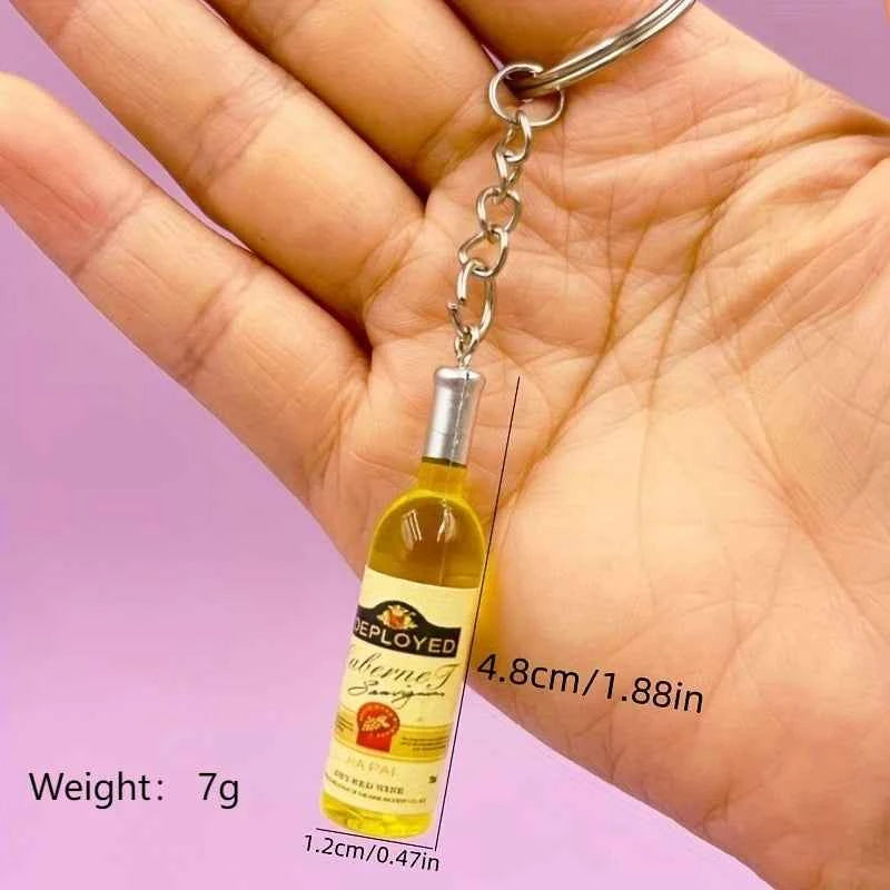 9 Style Wine Bottle Keychain Miniature Alcohol Keyring Cute Novelty Bag Charm Wine Lovers Gift Adult Party Favors Small Pendant
