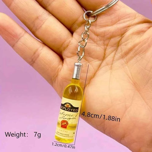 9 Style Wine Bottle Keychain Miniature Alcohol Keyring Cute Novelty Bag Charm Wine Lovers Gift Adult Party Favors Small Pendant