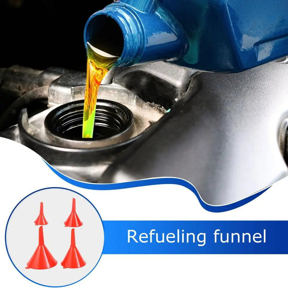 4Pcs Plastic Funnel Set for Car Gasoline Engine Oiling Funnel Auto Home Kitchen Function Portable Engine Oil Funnel tool