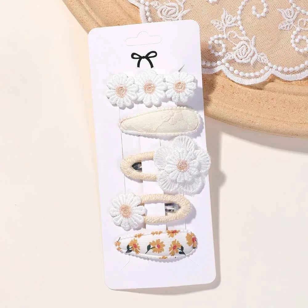5Pcs/Set Kids Hair Accessories BB Clips Sweet Printe Hairbangs Hairclip Baby Girls Barrette Ins Style Daisy Hairpin Ornament