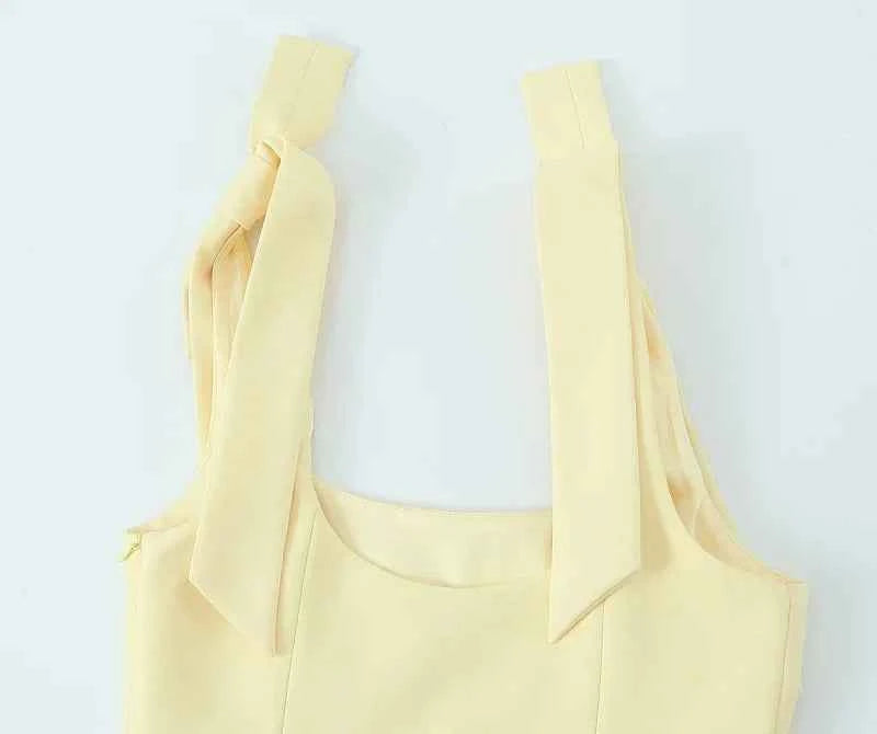 MUJER 2025 Bow Crop Top Woman Yellow Sexy Backless Top Women White Sleeveless Tops for Women Summer Camisole Bustier Top Female