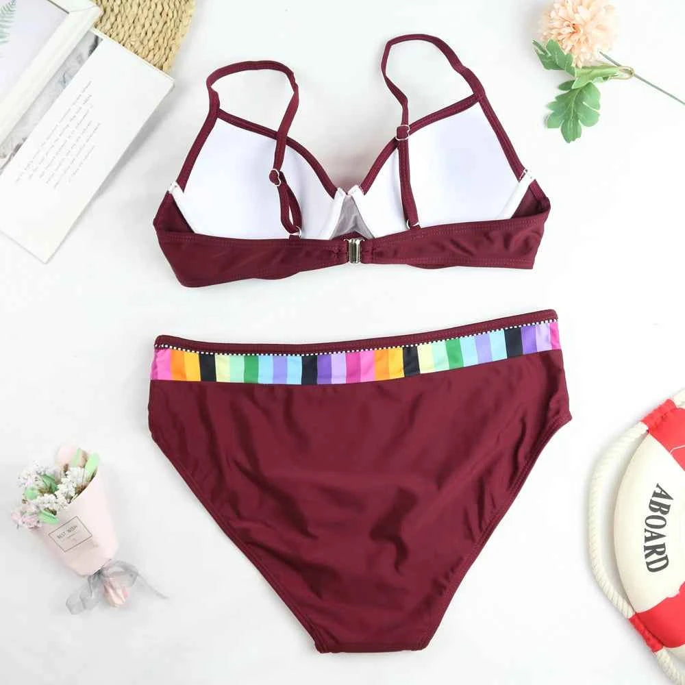 CPUTAN Vintage Bikini Set Push Up Biquini 2024 Two Piece Swimwear Women's Swimsuit Plus Size Brazilian Bathing Suit Beachwear