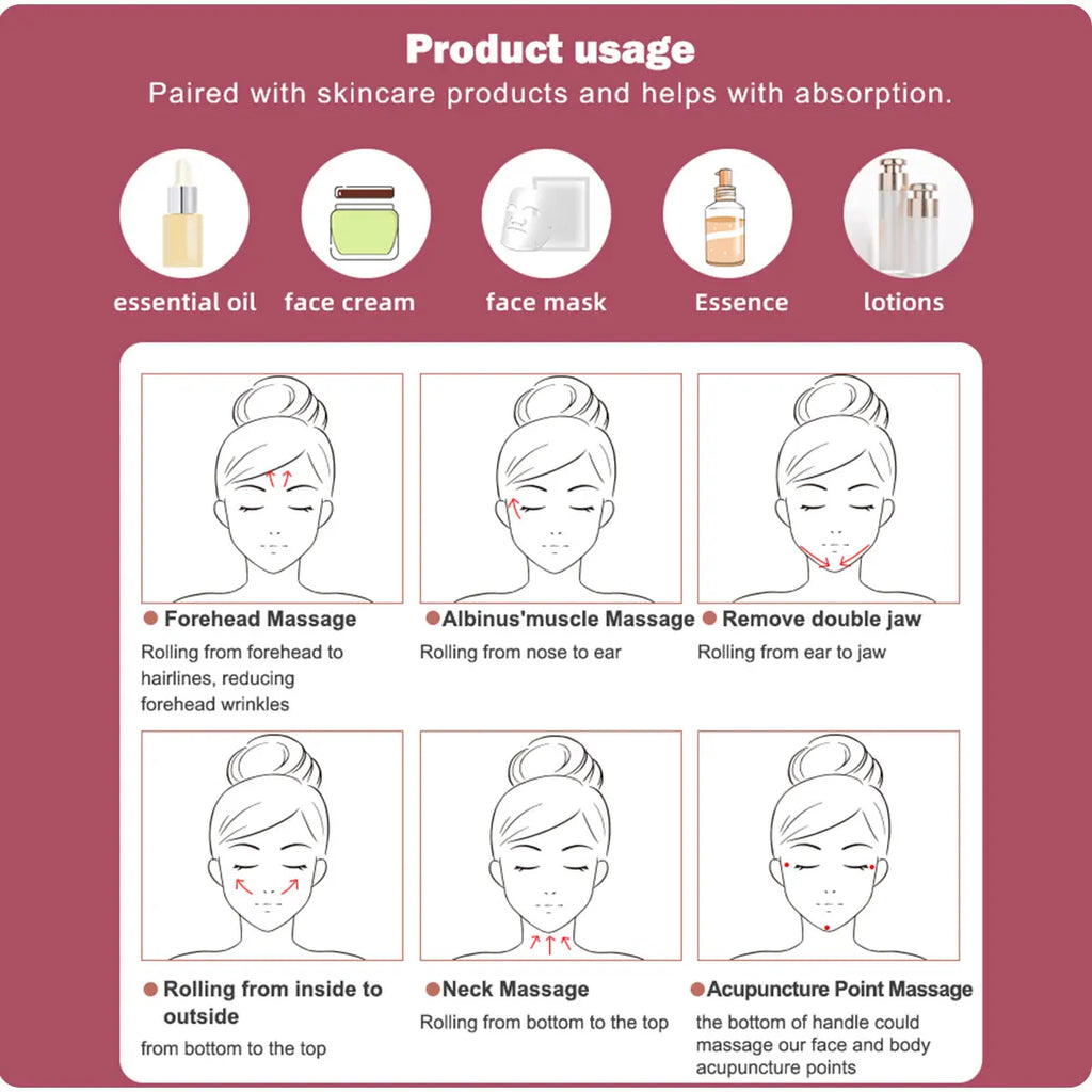 2in1 Manual 3D Face Roller Women Man Face Relax Massager Facial Massager Y Shape  Facial Roller Massager Eye Body Skin Care Tool