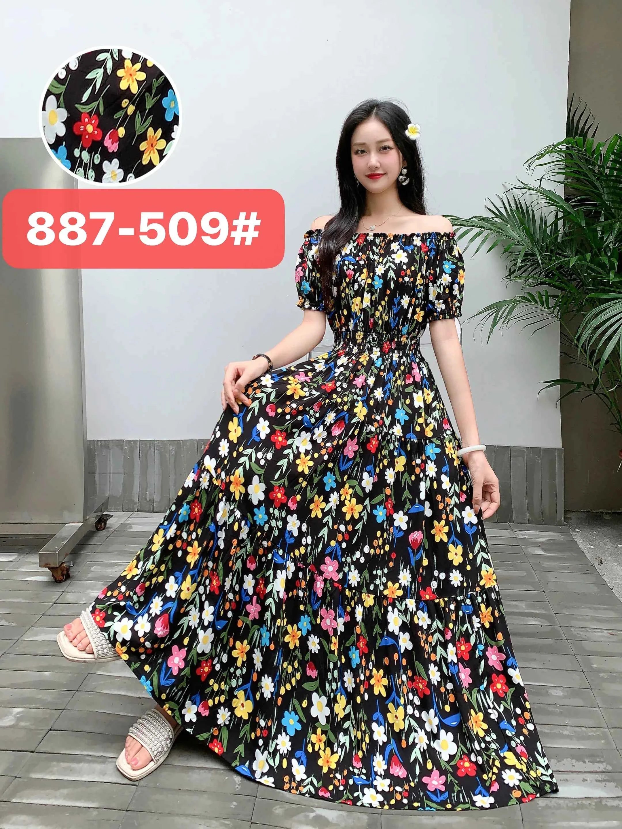 Long Maxi Dress Women Clothing Spring Summer Bohemian Holiday Beach Korean Style Floral Vintage Slim Vestidos Robe Dresses Boho
