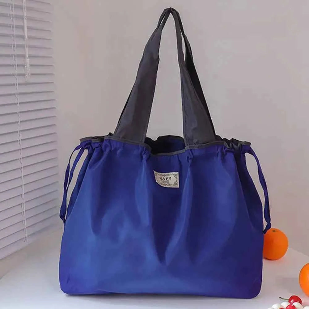 Girls Handbag Travel Wash Bag Mommy Bag Drawstring Bag Korean Shoulder Bags Solid Color Foldable Storage Bag Women Shopping Bag